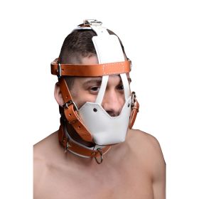 White and Tan Hospital Style Leather Muzzle