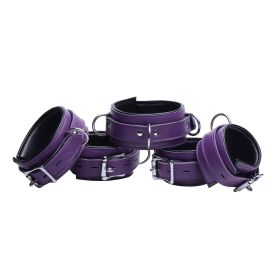 Purple 5 Piece Locking Leather Bondage Set