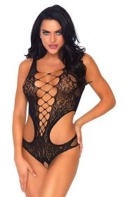 Black Lace Crotchless Teddy